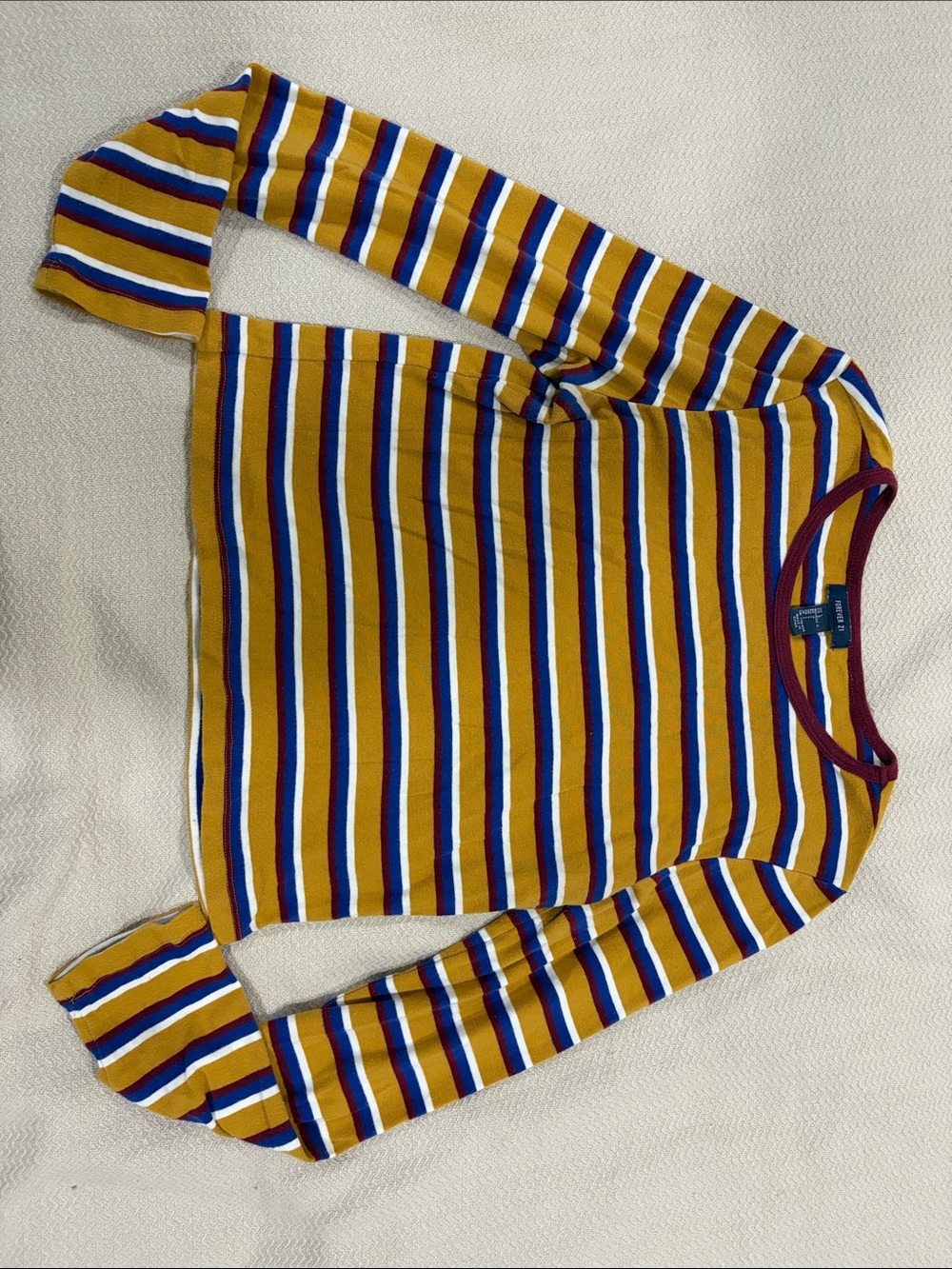 Forever 21 Mustard Striped Long-Sleeve Tee with Blue & White Stripes